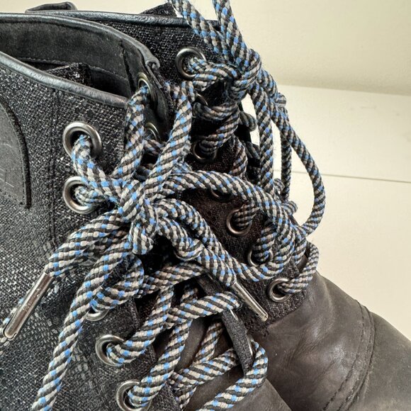 Sorel Hidden Wedge Boots Black snake pattern lace up Womens 7 - Picture 4 of 8